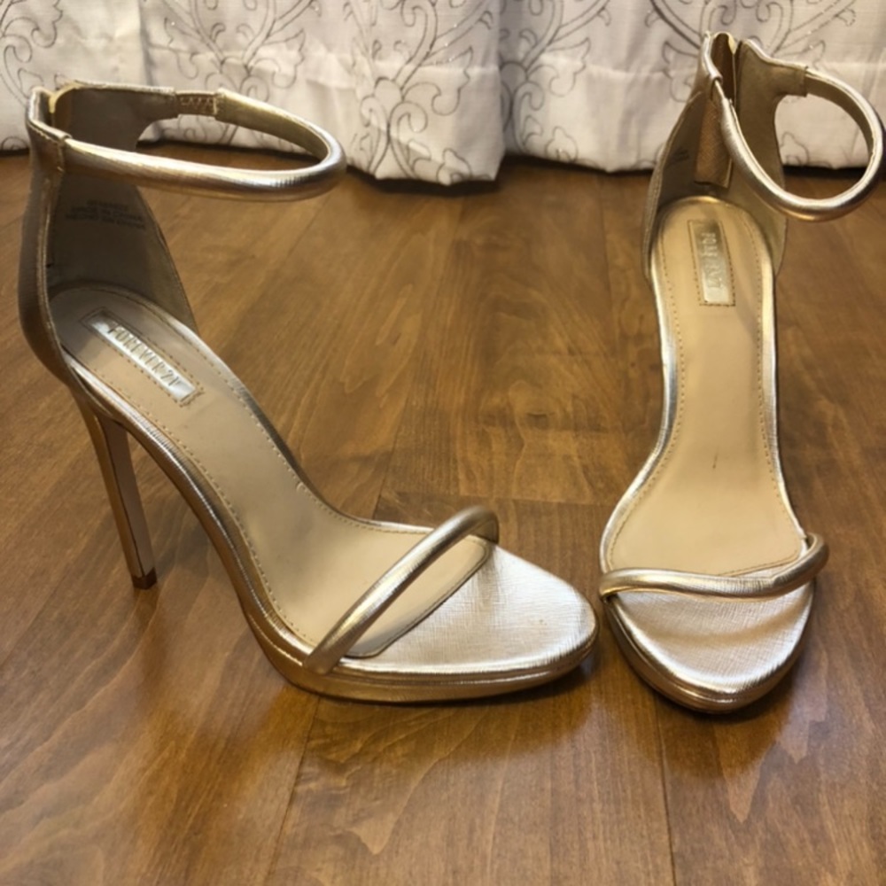 Gold Ankle Strap Heels - Worn Once!